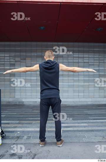 Whole Body Man T poses White Sports Slim Standing Street photo references