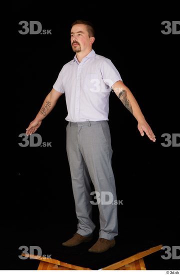 Whole Body Man Shoes Shirt Trousers Average Standing Studio photo references