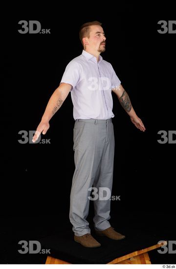 Whole Body Man Shoes Shirt Trousers Average Standing Studio photo references