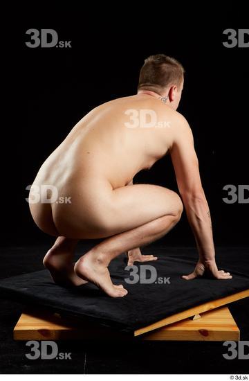 Whole Body Man White Nude Average Kneeling Studio photo references