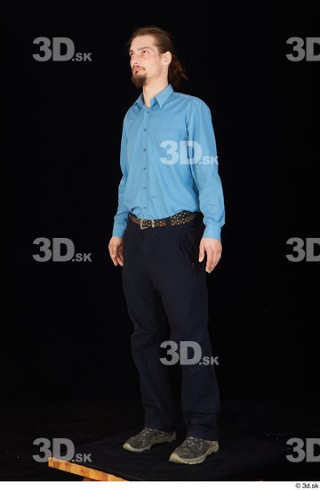 Whole Body Man White Shoes Shirt Trousers Slim Standing Studio photo references