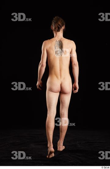 Whole Body Back Man White Nude Slim Walking Studio photo references