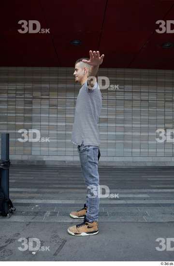 Whole Body Man T poses White Casual Slim Standing Street photo references