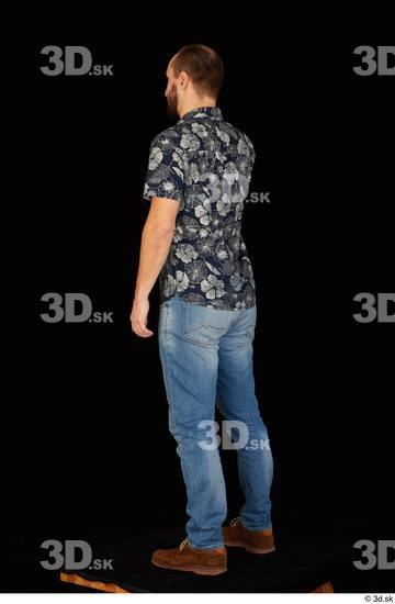 Whole Body Man White Casual Shoes Shirt Jeans Slim Standing Studio photo references