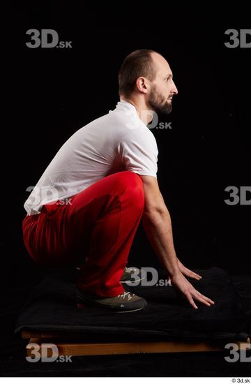 Whole Body Man White Shoes Shirt Slim Kneeling Panties Bearded Studio photo references