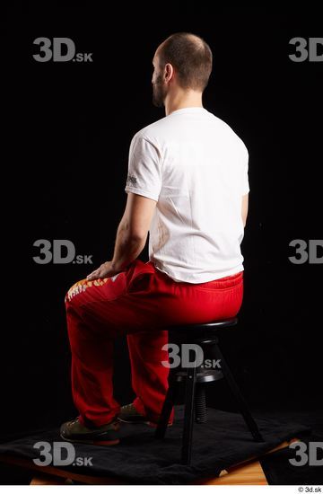 Whole Body Man White Shoes Shirt Slim Sitting Panties Bearded Studio photo references