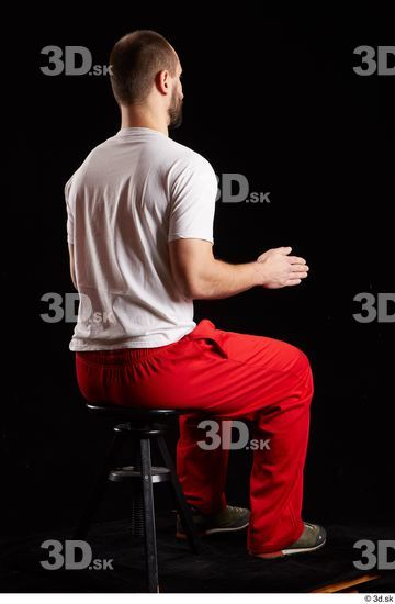 Whole Body Man White Shoes Shirt Slim Sitting Panties Bearded Studio photo references