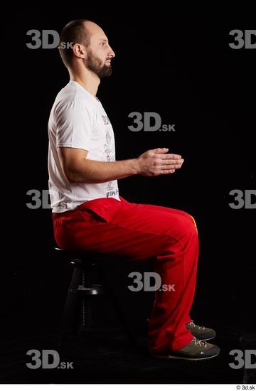 Whole Body Man White Shoes Shirt Slim Sitting Panties Bearded Studio photo references