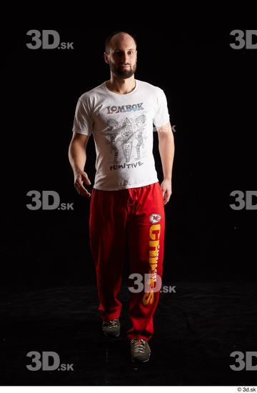 Whole Body Man White Shoes Shirt Slim Walking Panties Bearded Studio photo references