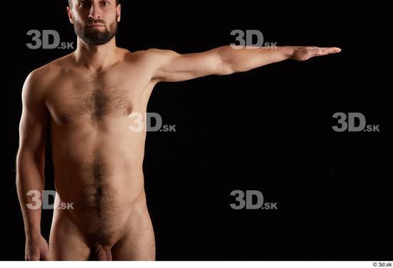 Arm Man White Nude Slim Bearded Studio photo references
