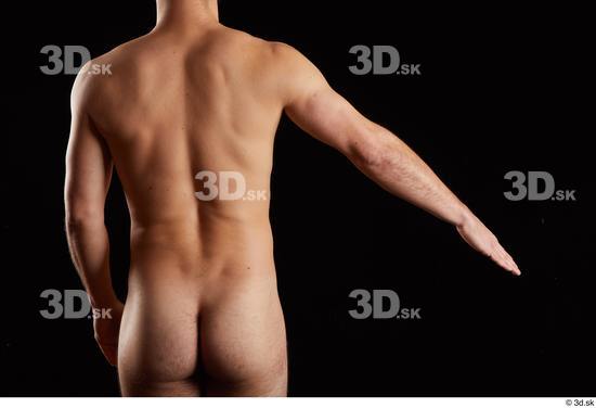 Arm Back Man White Nude Slim Bearded Studio photo references