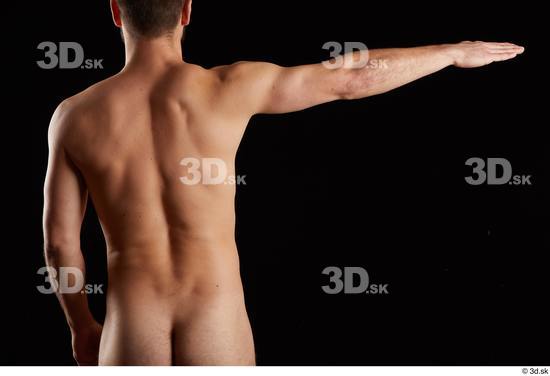 Arm Back Man White Nude Slim Bearded Studio photo references