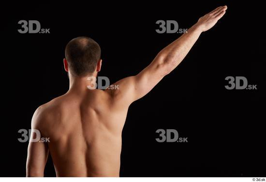 Arm Back Man White Nude Slim Bearded Studio photo references