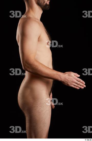 Arm Man White Nude Slim Bearded Studio photo references