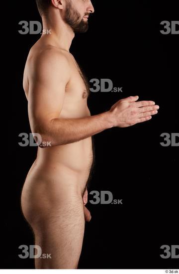 Arm Man White Nude Slim Bearded Studio photo references