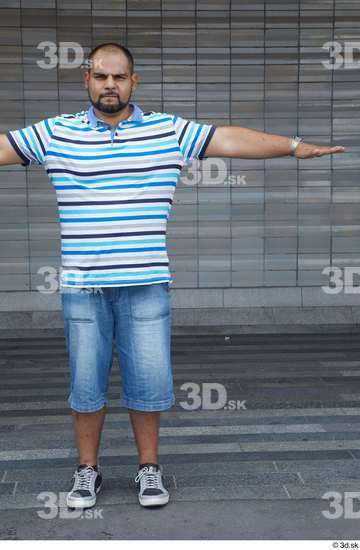 Whole Body Man T poses White Casual Chubby Standing Bearded Street photo references