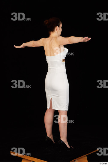 Whole Body Woman T poses White Formal Dress Average Standing Studio photo references