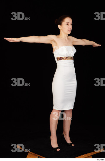 Whole Body Woman T poses White Formal Dress Average Standing Studio photo references