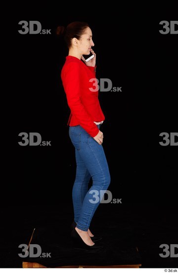 Whole Body Woman White Casual Jeans Jacket Average Standing Top Studio photo references