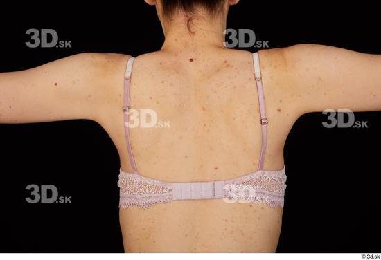 Back Woman White Underwear Bra Average Studio photo references