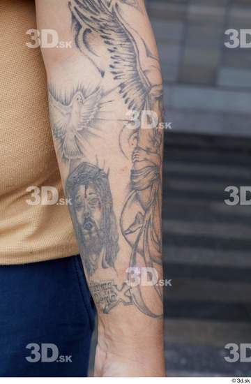 Arm Man White Tattoo Casual Chubby Street photo references