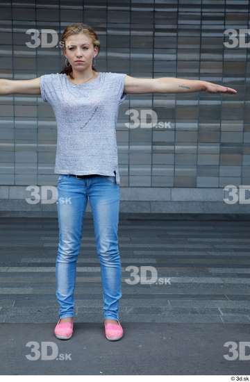 Whole Body Woman T poses White Casual Slim Standing Street photo references