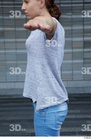 Upper Body Woman White Casual Slim Street photo references
