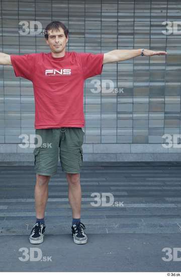 Whole Body Man T poses White Casual Slim Standing Street photo references