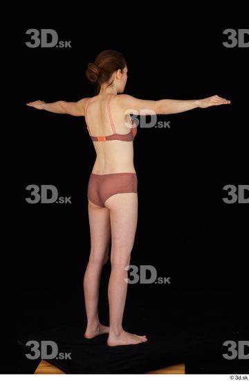 Whole Body Woman White Underwear Bra Slim Standing Panties Studio photo references