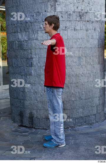 Whole Body Man T poses White Casual Slim Standing Street photo references