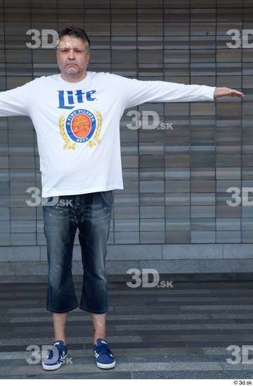 Whole Body Man T poses White Casual Chubby Standing Street photo references