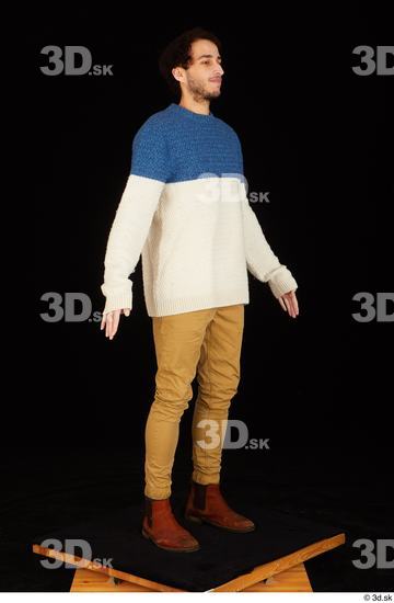 Whole Body Man Shoes Sweater Trousers Slim Standing Studio photo references