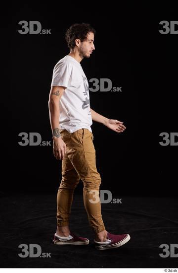 Whole Body Man White Shirt Trousers Slim Walking Studio photo references