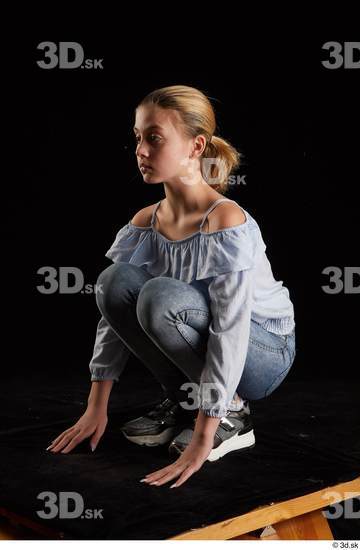 Woman White Slim Female Studio Poses