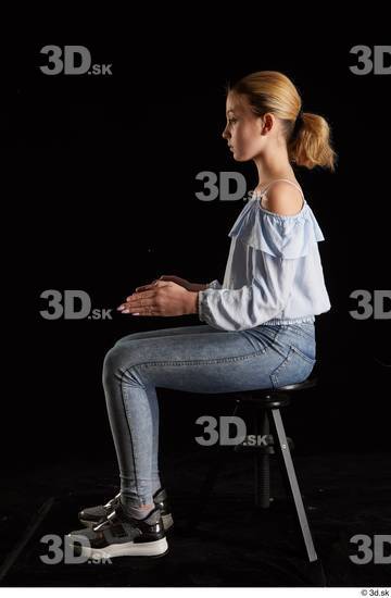 Woman White Slim Female Studio Poses