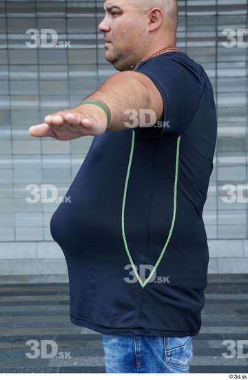 Upper Body Man White Casual Overweight Street photo references