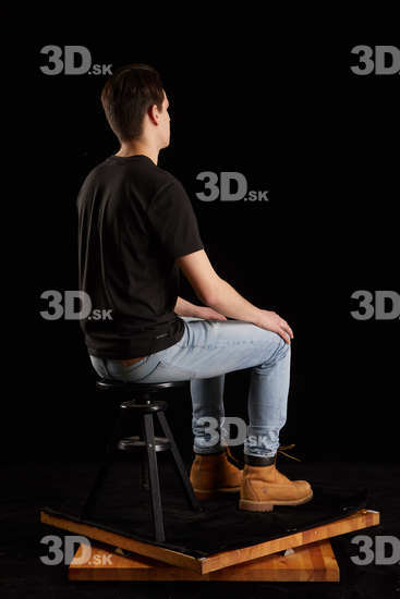 Whole Body Man White Slim Sitting Studio photo references