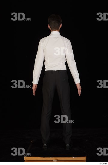 Whole Body Man White Uniform Shoes Shirt Trousers Slim Standing Studio photo references