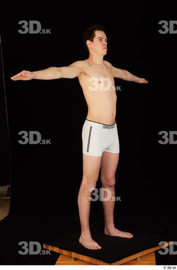 Whole Body Man White Underwear Slim Standing Studio photo references