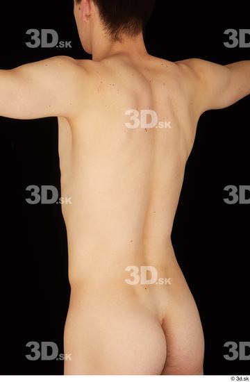 Upper Body Back Man White Nude Slim Studio photo references