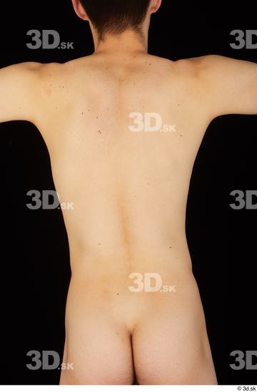 Upper Body Back Man White Nude Slim Studio photo references