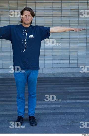 Whole Body Man T poses White Casual Slim Standing Street photo references