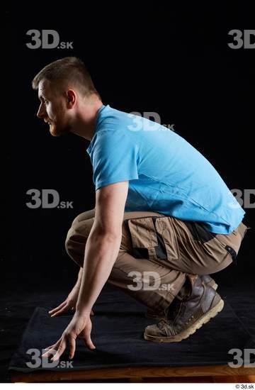 Whole Body Man White Shoes Shirt Trousers Average Kneeling Studio photo references