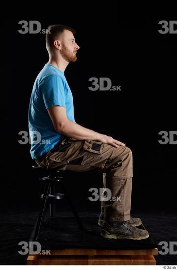 Whole Body Man White Shoes Shirt Trousers Average Sitting Studio photo references