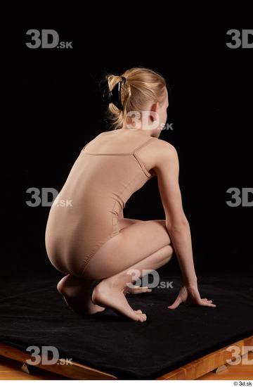 Whole Body Woman Underwear Slim Kneeling Studio photo references