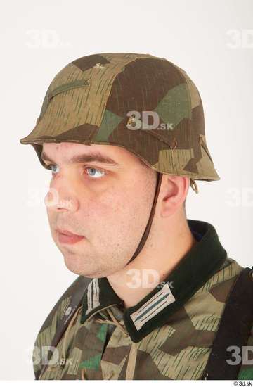 Head Man White Army Uniform Helmet Average Clothes photo references