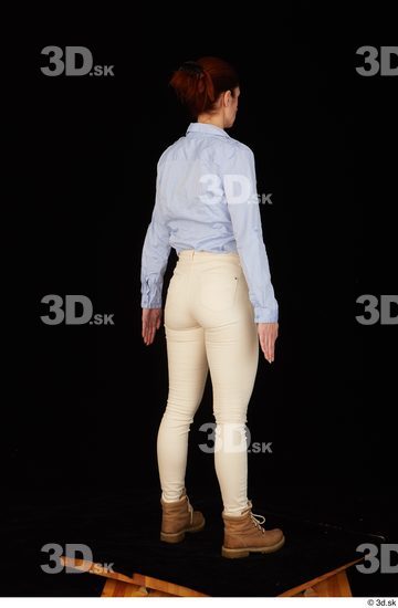 Whole Body Woman White Casual Shirt Jeans Slim Pregnant Standing Studio photo references