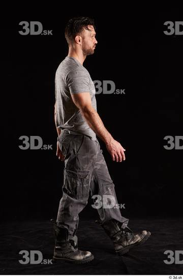 Whole Body Man White Shoes Shirt Trousers Muscular Walking Studio photo references