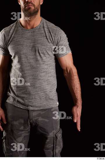 Arm Man White Shirt Muscular Studio photo references