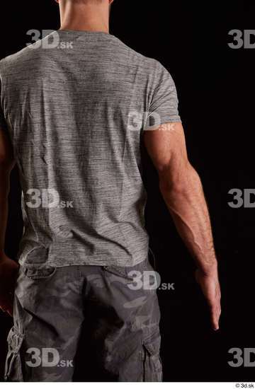 Arm Back Man White Shirt Muscular Studio photo references